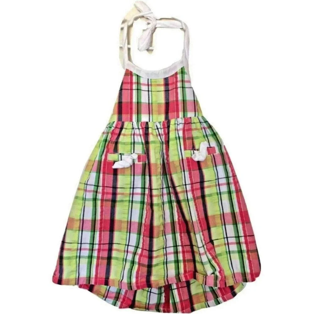 Vintage 2010 Gymboree Dress Plaid Halter Smocked  Preppy Colorful size 3 Toddler